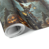 Chihuahua Rijden Motorfiets Halloween Eng Cadeaupapier (Rol Hoek)