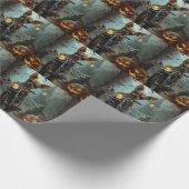 Chihuahua Rijden Motorfiets Halloween Eng Cadeaupapier (Hoek)