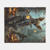 Chihuahua Rijden Motorfiets Halloween Eng Fleece Deken (Voorkant (Horizontaal))
