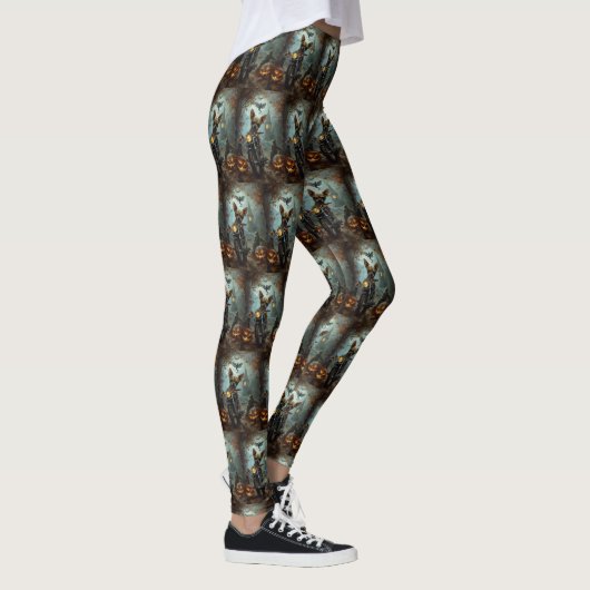 Chihuahua Rijden Motorfiets Halloween Eng Leggings (Rechts)