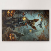 Chihuahua Rijden Motorfiets Halloween Eng Legpuzzel (Horizontaal)