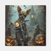Chihuahua Rijden Motorfiets Halloween Eng Magneet (Voorkant)