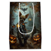 Chihuahua Rijden Motorfiets Halloween Eng Medium Cadeauzakje (Achterkant)