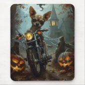 Chihuahua Rijden Motorfiets Halloween Eng Muismat (Voorkant)