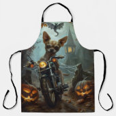 Chihuahua Rijden Motorfiets Halloween Eng Schort (Voorkant)