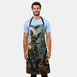 Chihuahua Rijden Motorfiets Halloween Eng Schort