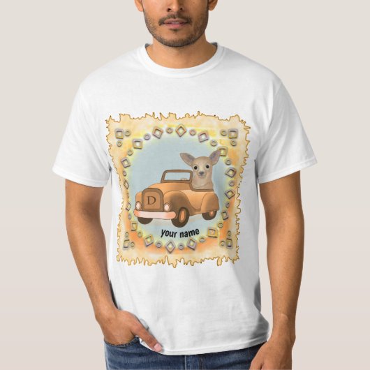 Chihuahua rijdt in auto t-shirt (Voorkant)