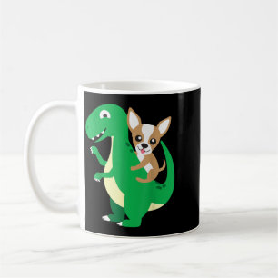Chihuahua rijdt op T-Rex Dinosaur Dino Hond Hallow Koffiemok