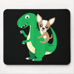 Chihuahua rijdt op T-Rex dinosaurus Dino hond Hall Muismat