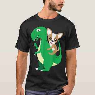 Chihuahua rijdt op T-Rex dinosaurus Dino hond Hall T-shirt