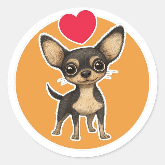Chihuahua Ronde Sticker (Voorkant)