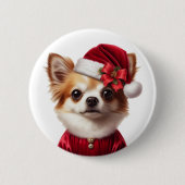 Chihuahua Santa Christmas Vakantie Mode Button (Voorkant)
