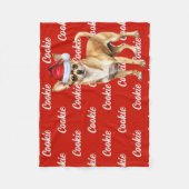 Chihuahua Santa Dog met aangepaste naam Kerstmis Fleece Deken (Voorkant)