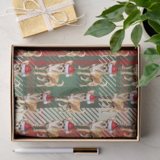 Chihuahua Santa Dog tijdens de kerstvakantie Tissuepapier (Geschenk)