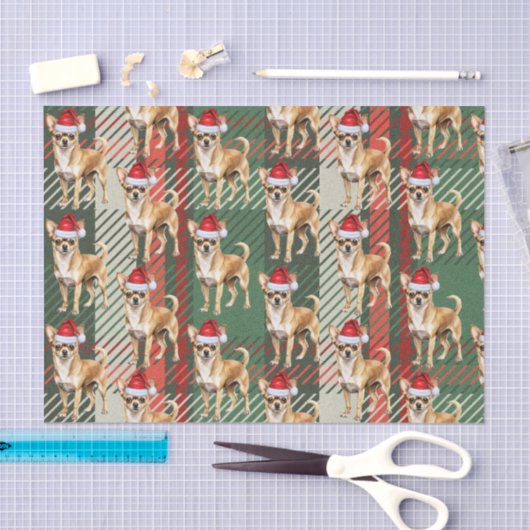 Chihuahua Santa Dog tijdens de kerstvakantie Tissuepapier (Craft)