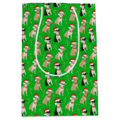 Chihuahua Santa Hat Candy Cane Groene Kerstmis Medium Cadeauzakje (Voorkant)