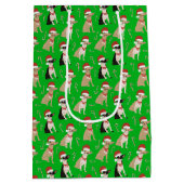 Chihuahua Santa Hat Candy Cane Groene Kerstmis Medium Cadeauzakje (Achterkant)