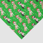 Chihuahua Santa Hat Candy Cane Groene Kerstmis Tissuepapier (Detail)