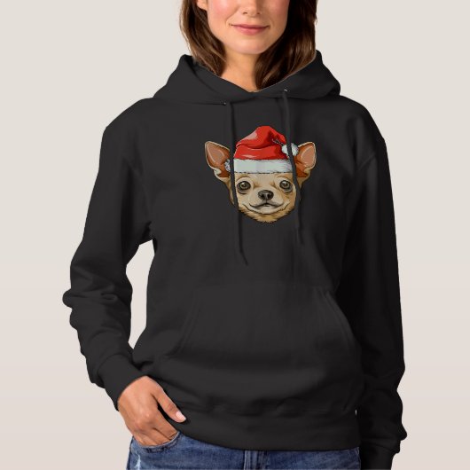 Chihuahua Santa Hat Hoodie (Voorkant)