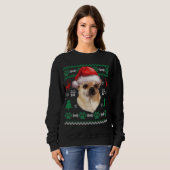Chihuahua Santa Hat Kerst Lelijke trui Pyjama (Voorkant volledig)