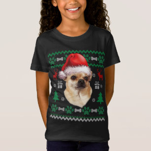 Chihuahua Santa Hat Kerst Lelijke trui Pyjama T-shirt