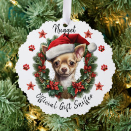 Chihuahua Santa Hat Kerstkrans Ornament Kaart