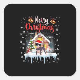 chihuahua santa hat merry kerstmas hondenliefhebbe vierkante sticker