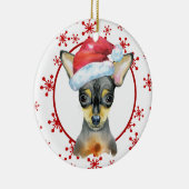 Chihuahua Santa Hat Red Snowflake Sjabloon Keramisch Ornament (Rechts)