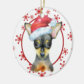 Chihuahua Santa Hat Red Snowflake Sjabloon Keramisch Ornament (Links)