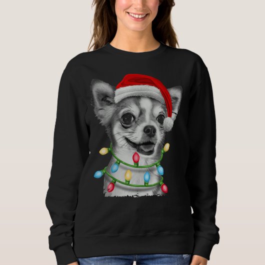 Chihuahua Santa Kerstboom Lights Xmas Boys K Trui (Voorkant)