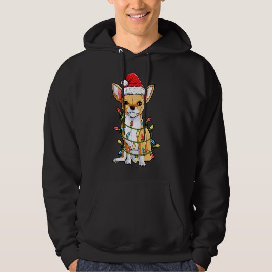 Chihuahua Santa Kerstboom Lights Xmas Boys Ki Hoodie (Voorkant)