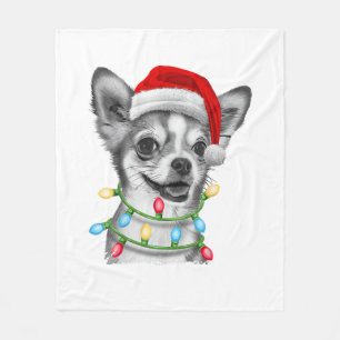 Chihuahua Santa Kerstboom Lights Xmas jongens doen Fleece Deken