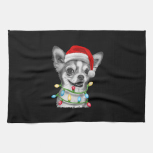 chihuahua santa kerstboomverlichting xmas - gesche theedoek
