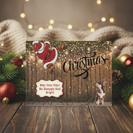 Chihuahua Santa Rustic-kerstBriefkaart Feestdagenkaart