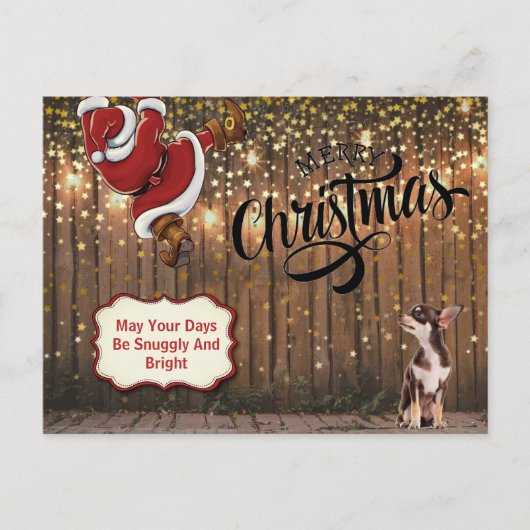 Chihuahua Santa Rustic-kerstBriefkaart Feestdagenkaart (Voorkant)