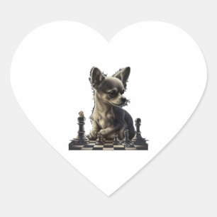 Chihuahua Schaak Speler Board Queen Hart Sticker