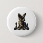 Chihuahua Schaak Speler Board Queen Ronde Button 5,7 Cm (Voorkant)