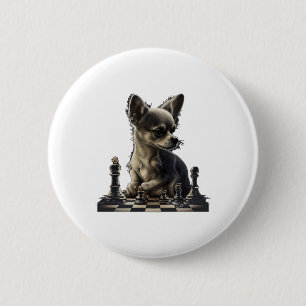 Chihuahua Schaak Speler Board Queen Ronde Button 5,7 Cm