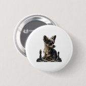Chihuahua Schaak Speler Board Queen Ronde Button 5,7 Cm (Voorkant /achterkant)