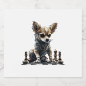 Chihuahua Schaak Speler Board Queen Sparkling Wijnetiket (Enkel label)