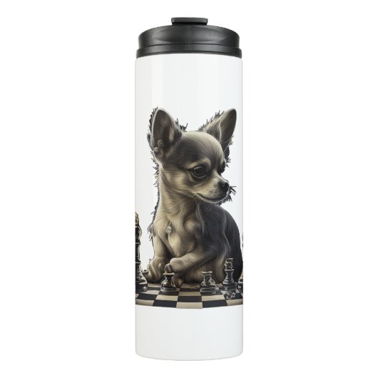 Chihuahua Schaak Speler Board Queen Thermosbeker (Voorkant)