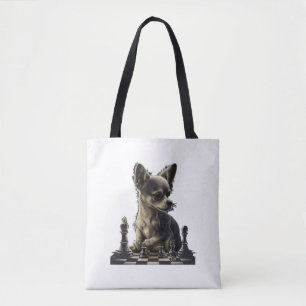 Chihuahua Schaak Speler Board Queen Tote Bag