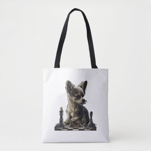 Chihuahua Schaak Speler Board Queen Tote Bag (Voorkant)