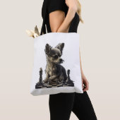 Chihuahua Schaak Speler Board Queen Tote Bag (Dichtbij)