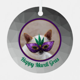 Chihuahua schattig Gelukkig Mardi Gras glinsterend Metalen Ornament