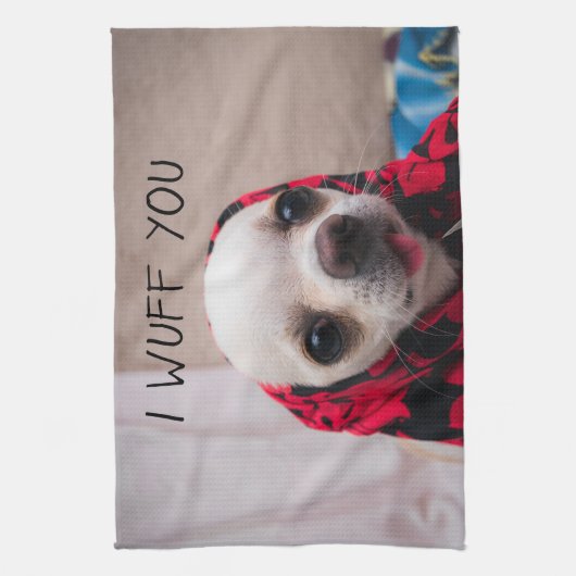 Chihuahua schattig Ik wuf je liefde Valentijn Theedoek (Verticaal)