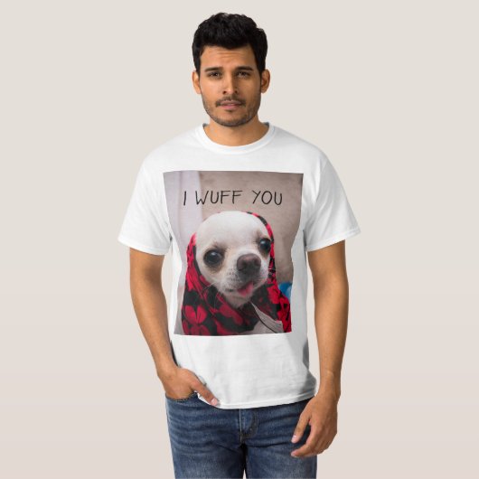 Chihuahua schattig Ik wuf je liefde Valentijnen T-shirt (Voorkant volledig)
