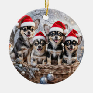Chihuahua Schattig Kerstvakantie Keramisch Ornament