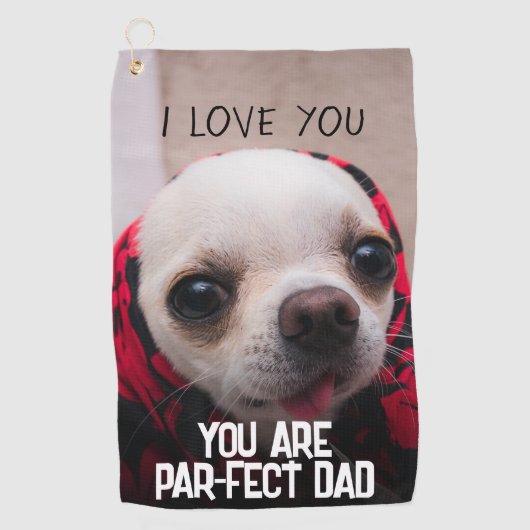 Chihuahua schattig Liefde Par-fect Vader Aangepast Golfhanddoek (Voorkant)