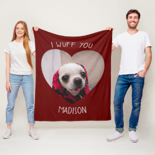 Chihuahua schattig wuff je liefde Valentijn hart f Fleece Deken